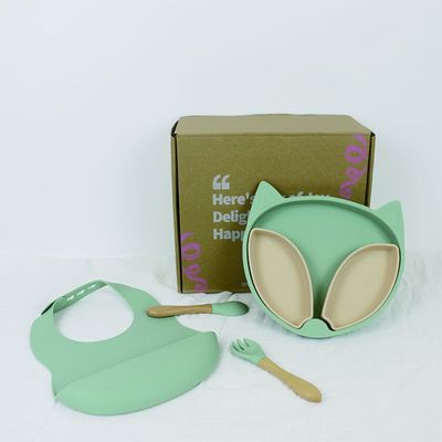 Eco Dinnerware σιλικόνης πιάτων αναρρόφησης σιλικόνης μωρών που τίθεται φιλικό για τη σίτιση μικρών παιδιών