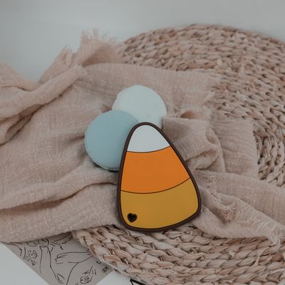 Ζωηρόχρωμη σιλικόνη Teether αποκριών με τη μορφή καλαμποκιού καραμελών καπέλων μαγισσών