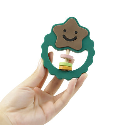 Ελεύθερη σιλικόνη Teether BPA για τα κατευναστικά παιχνίδια κουδουνισμάτων σιλικόνης βαθμού τροφίμων προσοχής μωρών οδοντοφυΐας