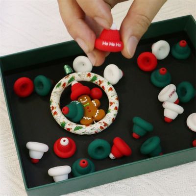 Χάντρες σιλικόνης O Ring Ασφαλείς και μη τοξικές χάντρες καπέλου Χριστουγέννων 3D σιλικόνης