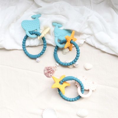 Τροφική Σιλικόνη Baby Teether με μη τοξικό σχεδιασμό και εύκολη λαβή χειραφέτησης BPA ελεύθερο Σιλικόνη δαχτυλίδια δόντια
