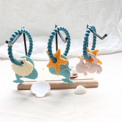 Τροφική Σιλικόνη Baby Teether με μη τοξικό σχεδιασμό και εύκολη λαβή χειραφέτησης BPA ελεύθερο Σιλικόνη δαχτυλίδια δόντια