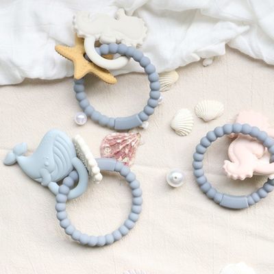 Τροφική Σιλικόνη Baby Teether με μη τοξικό σχεδιασμό και εύκολη λαβή χειραφέτησης BPA ελεύθερο Σιλικόνη δαχτυλίδια δόντια
