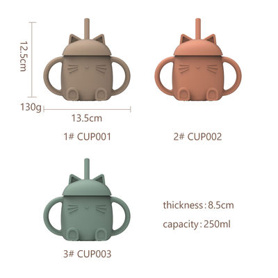 Τυπωμένο Προσαρμοσμένο Ποτό Σιλικόνιο Sippy Cup με άχυρο
