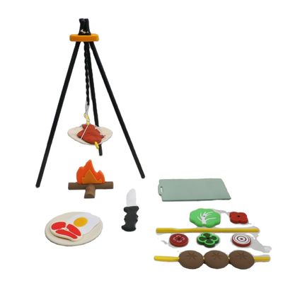 Προσαρμοσμένο λογότυπο 19 PC Σιλικόνη Pretend BBQ Grill Παίξτε Κουζίνα Cook Toy Mini Chef Barbecue Role Playing Set Παιδιά Κουζίνα Παιχνίδια Δώρο