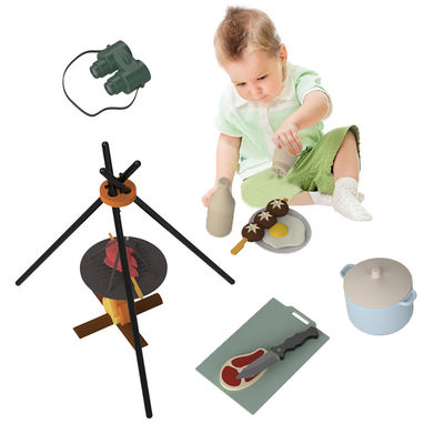 Προσαρμοσμένο λογότυπο 19 PC Σιλικόνη Pretend BBQ Grill Παίξτε Κουζίνα Cook Toy Mini Chef Barbecue Role Playing Set Παιδιά Κουζίνα Παιχνίδια Δώρο