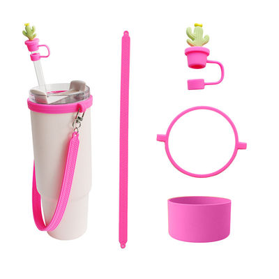 30oz 40oz Tumbler με λαβή Αντι-γδαρμένο Σιλικόνιο Κούπα μανίκι και Αντι-γλιστρούμενο μπουκάλι νερού λαβή Strap