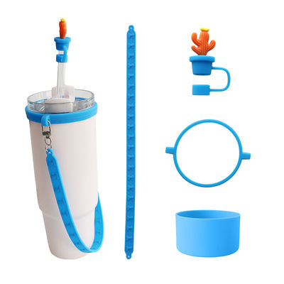 30oz 40oz Tumbler με λαβή Αντι-γδαρμένο Σιλικόνιο Κούπα μανίκι και Αντι-γλιστρούμενο μπουκάλι νερού λαβή Strap