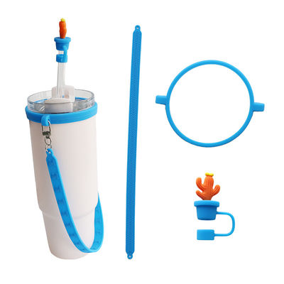 30oz 40oz Tumbler με λαβή Αντι-γδαρμένο Σιλικόνιο Κούπα μανίκι και Αντι-γλιστρούμενο μπουκάλι νερού λαβή Strap
